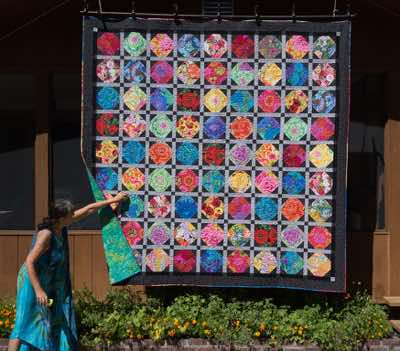 “Flowers for Frida” is a king size quilt using many of my Kaffe Fassett fabrics. (Sold)